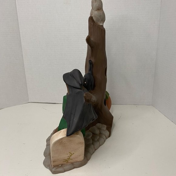 Cramer 1980 Halloween ceramic sculpture witch Jack-o-Lantern black cat owl light - Picture 6 of 12